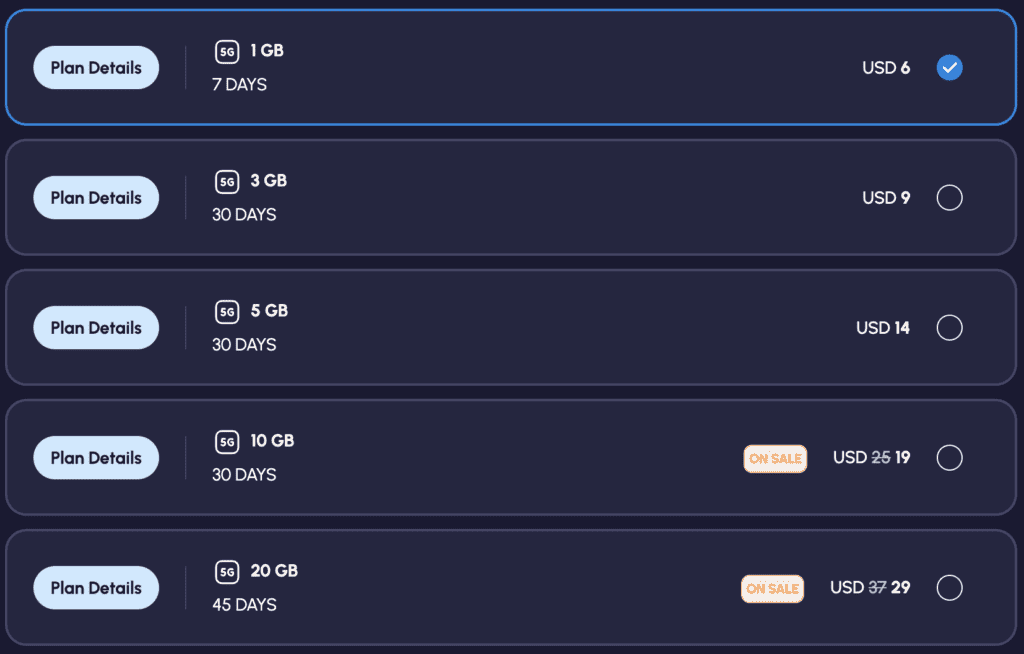 Nomad e-sim paketi za UAE
